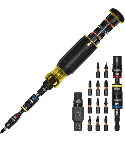 Klein Tools 32308 Multi-bit Stubby Screwdriver, Impact Rated 8-in